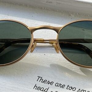 VTG B&L RAY BAN W2840 00AS MATTE GOLD/TORTOISE COMBO B15 SLEEK OVAL SUNGLASSES